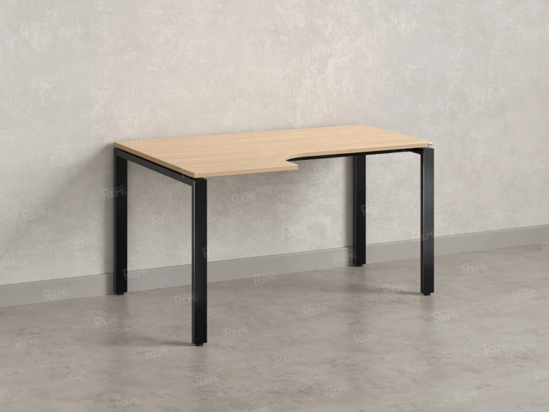 Стол угловой, П-опора, левый 1600x800/1000x750, RM053-16x8-10 Вяз Швейцарский светлый/Черный