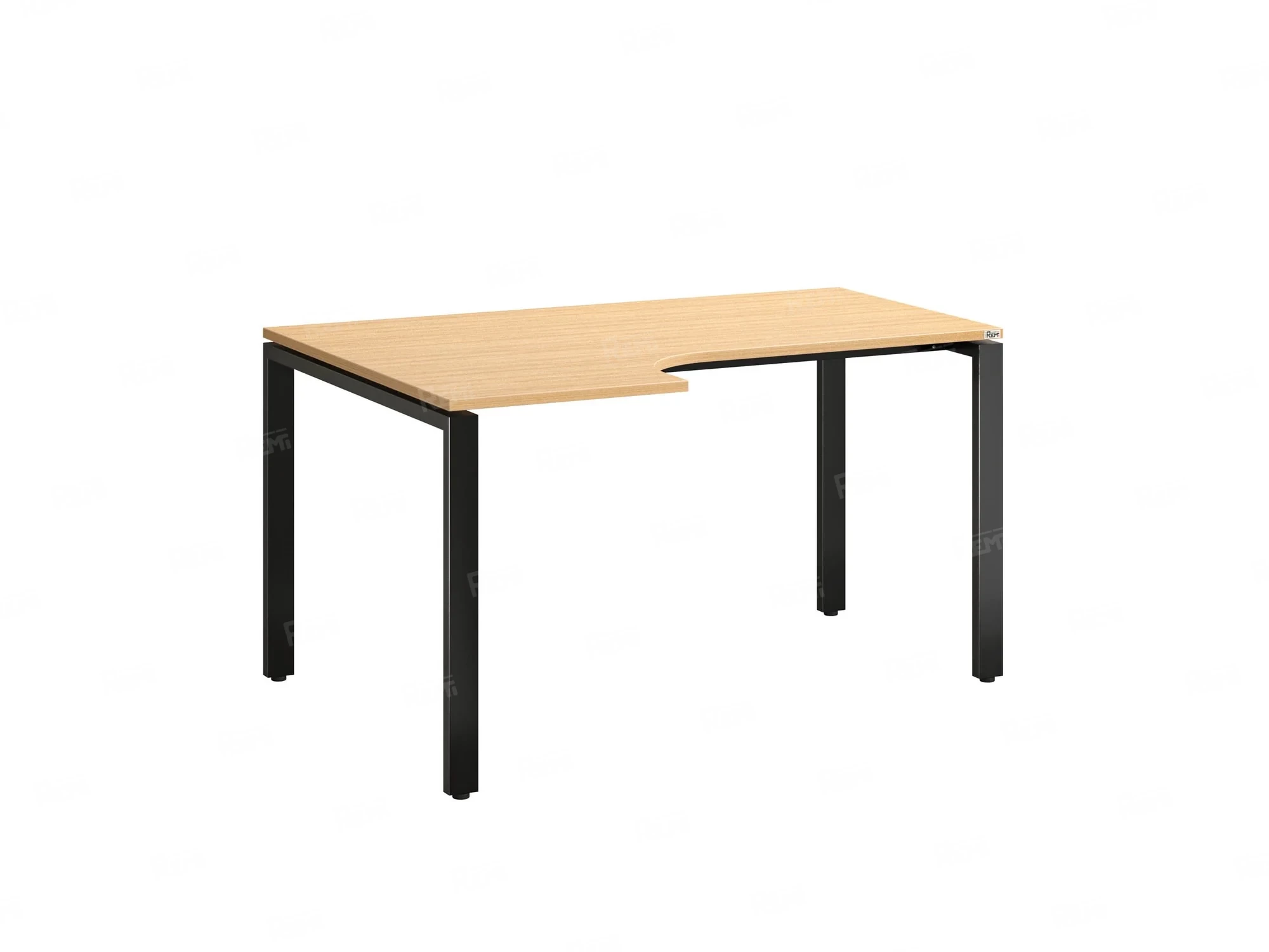 Стол угловой, П-опора, левый 1600x800/1000x750, RM053-16x8-10 Вяз Швейцарский светлый/Черный