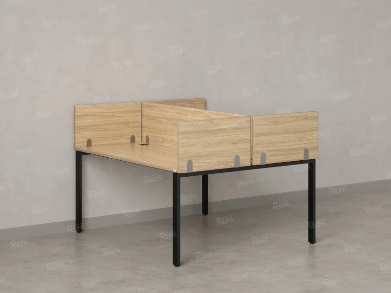 Бенч-система, 2 рабочих места, 5 ЛДСП экранов 1000x1200x750 RM165-4-10x12 Вяз Швейцарский светлый/Черный