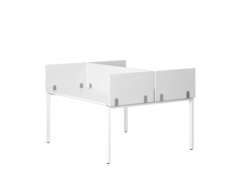Бенч-система, 2 рабочих места, 5 ЛДСП экранов 1400x1400x750 RM165-4-14x14 Белый/Белый