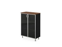 BRL RB054-90х43 Стеллаж закрытый витрина стекло в раме 900х430х1290 Орех Вармия/Черный