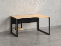 Стол угловой, экран металл, О-опора, правый 1800x800/1000x750, RM057-18x8-10 Вяз Швейцарский светлый/Черный