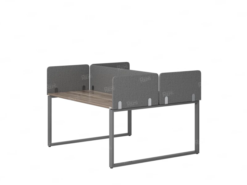 Бенч-система, 2 рабочих места, 5 тканевых экранов 1400x1600x750 RM169-3-14x16 Дуб Маувелла/Серый
