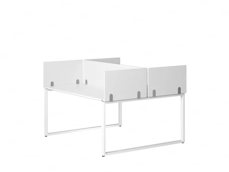 Бенч-система, 2 рабочих места, 5 ЛДСП экранов 1400x1400x750 RM169-4-14x14 Белый/Белый