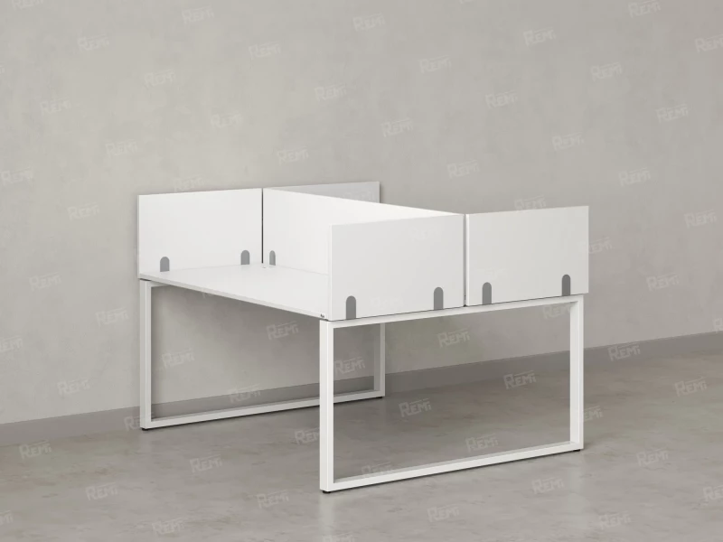 Бенч-система, 2 рабочих места, 5 ЛДСП экранов 1400x1400x750 RM169-4-14x14 Белый/Белый