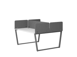 Бенч-система, 2 рабочих места, 5 тканевых экранов 1000x1600x750 RM172-3-10x16 Белый/Серый