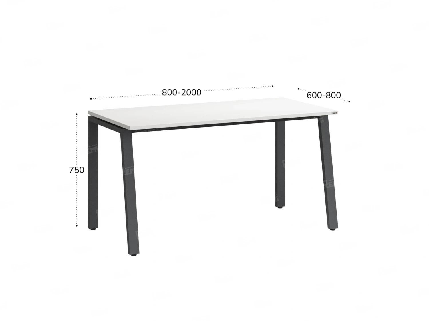 Стол прямой на Л-образных опорах 800x700x750 RM004-8x7 Белый/Серый