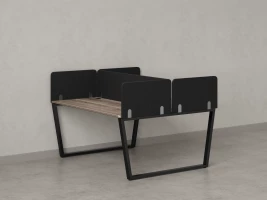 Бенч-система, 2 рабочих места, 5 тканевых экранов 1400x1600x750 RM172-3-14x16 Дуб Маувелла/Черный