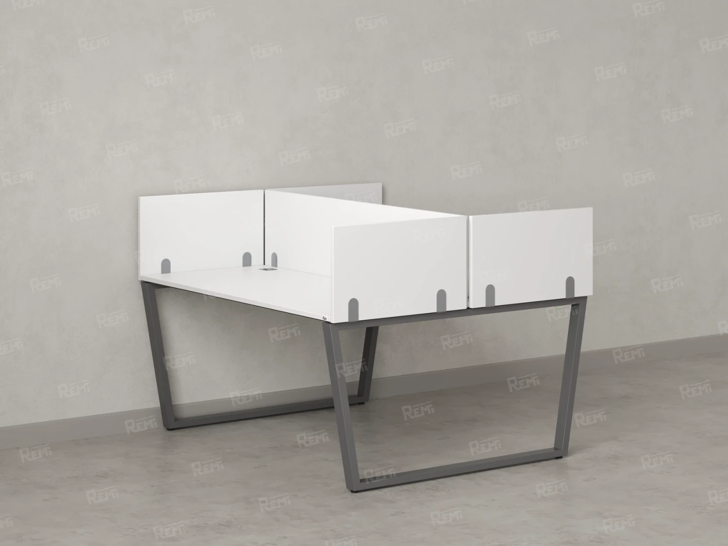 Бенч-система, 2 рабочих места, 5 ЛДСП экранов 1400x1400x750 RM172-4-14x14 Белый/Серый