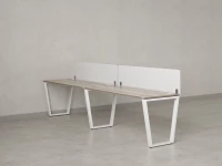 Бенч-система в 1 ряд, 2 рабочих места 2 тканевых экранов 2000x800x750 RM174-3-20x8 Дуб Маувелла/Белый