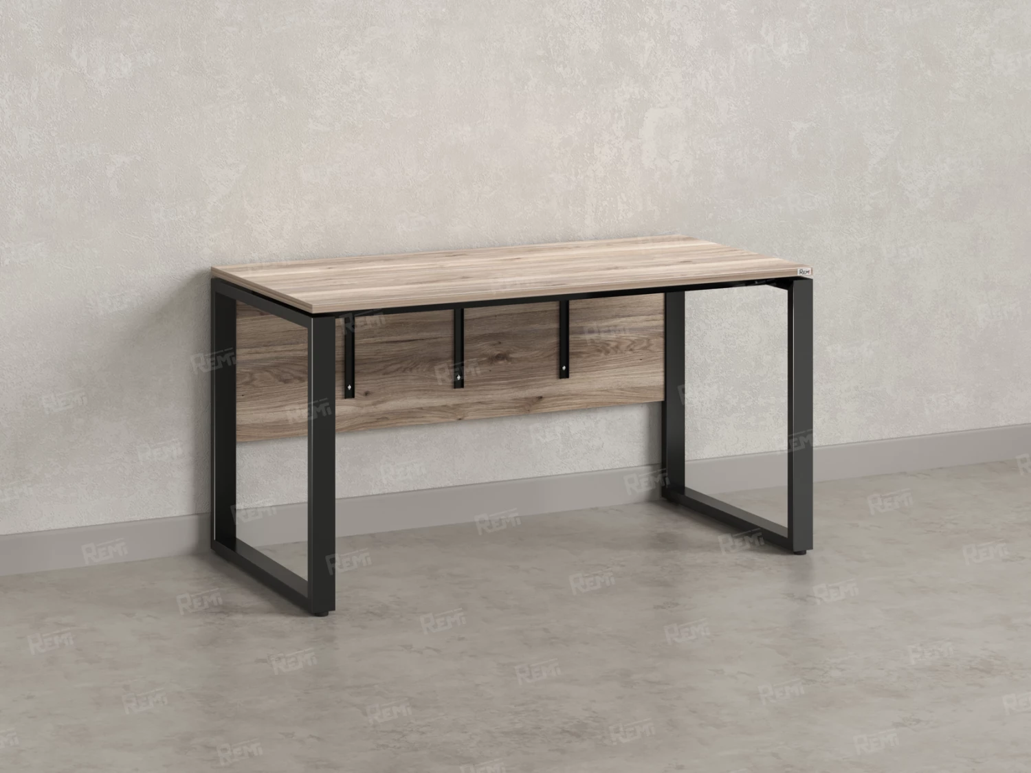 Стол прямой, О-опоры, экран ЛДСП,парящая стол-ца 800x800x750 RM008-8x8 Дуб Маувелла/Черный