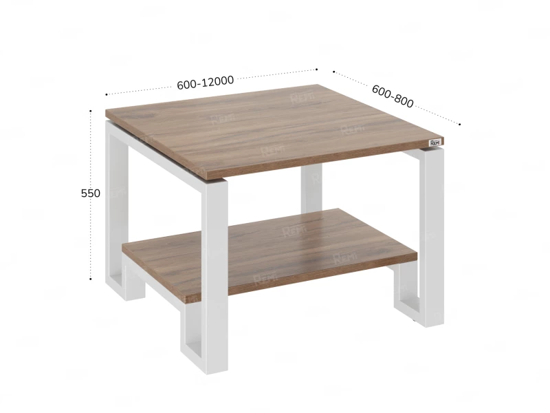 Журнальный стол с полкой 1100x600x550 RM181-11x6 Дуб Юстус/Белый