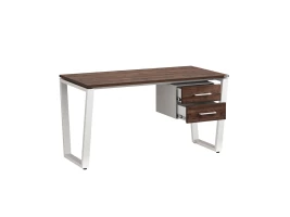Стол прямой с подвесной тумбой 2 ящика, U-опора 2000x800x750 RM035-20x8 Дуб Апрельский шоколад/Белый