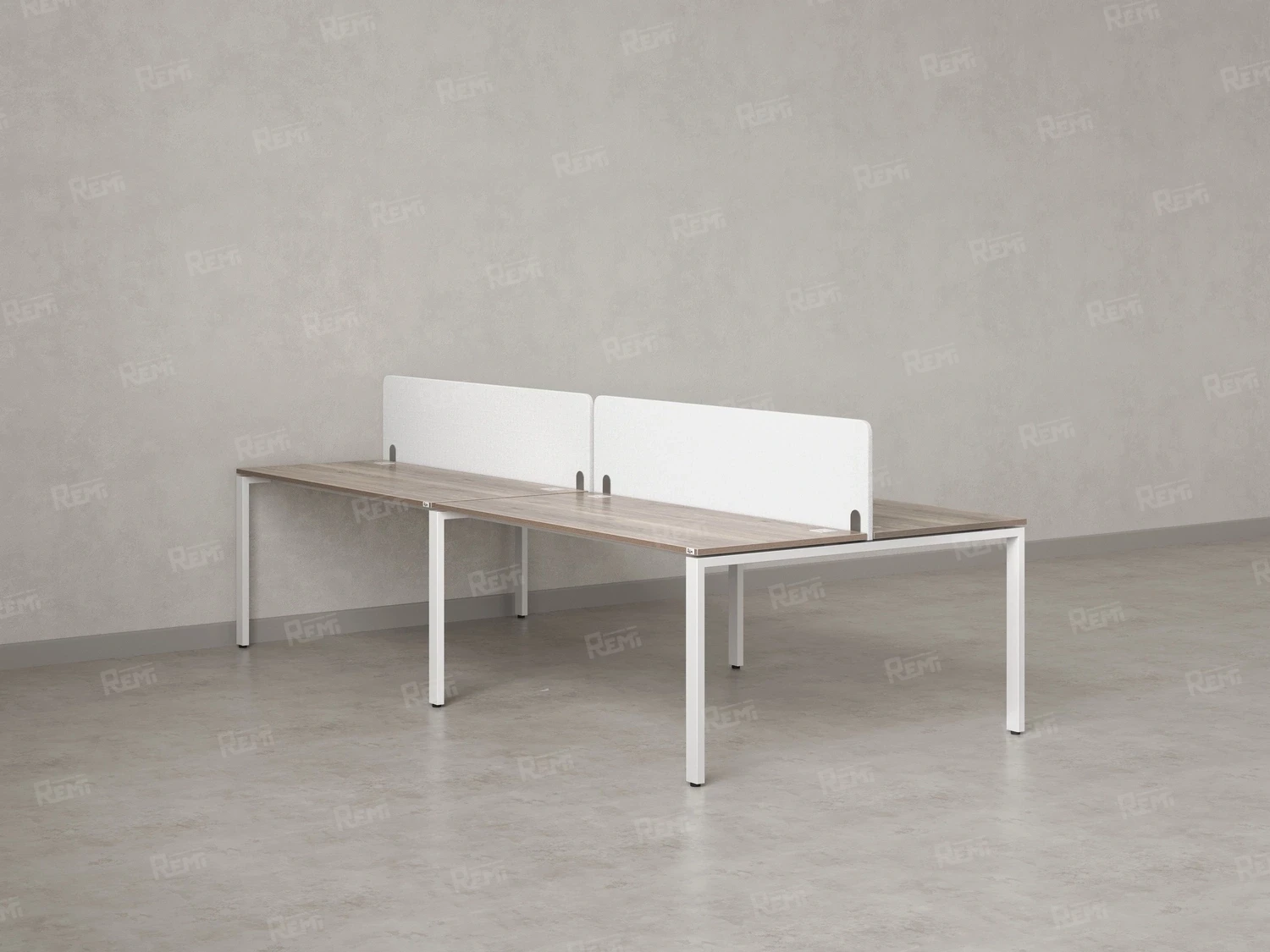 Бенч-система, 4 рабочих места, на П-образных опорах, 2 тканевых экранов 2000x1600x750 RM166-3-10x16 Дуб Маувелла/Белый