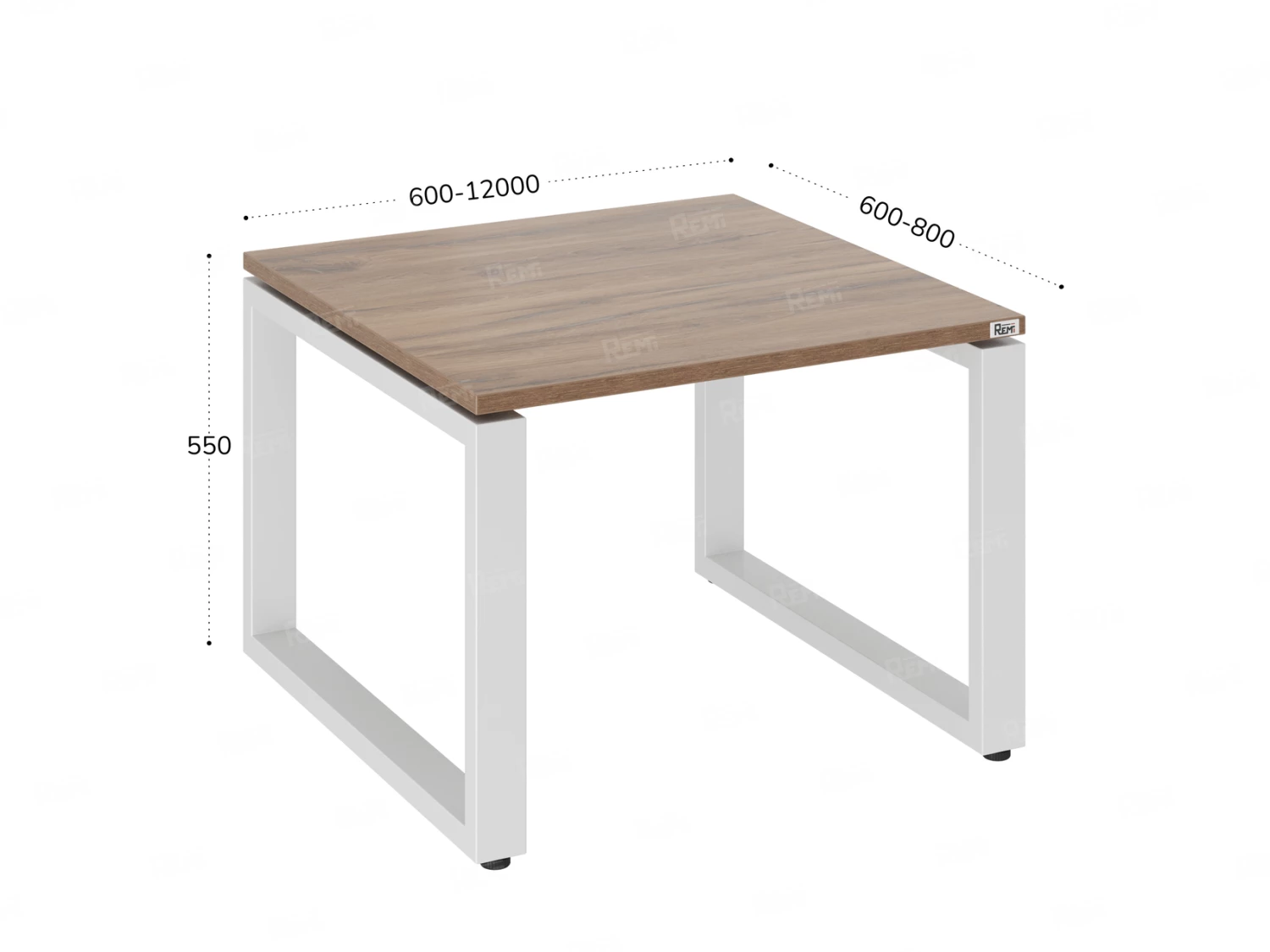Журнальный стол с полкой 800x700x550 RM182-8x7 Дуб Юстус/Белый
