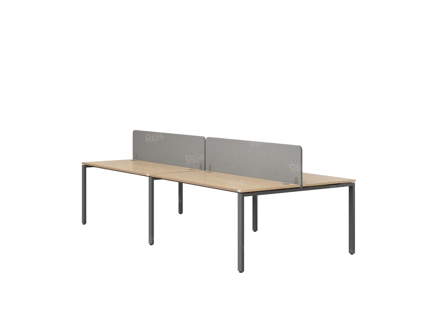 Бенч-система, 4 рабочих места, на П-образных опорах, 2 тканевых экранов 3200x1200x750 RM166-3-16x12 Вяз Швейцарский светлый/Серый