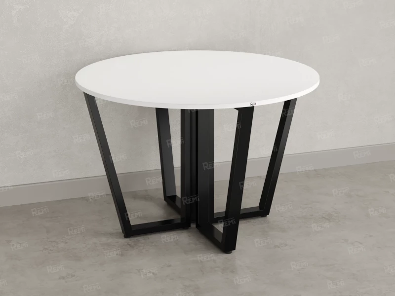 Круглый стол на U-образных опорах 1200x1200x750 RM188-12x12 Белый/Черный