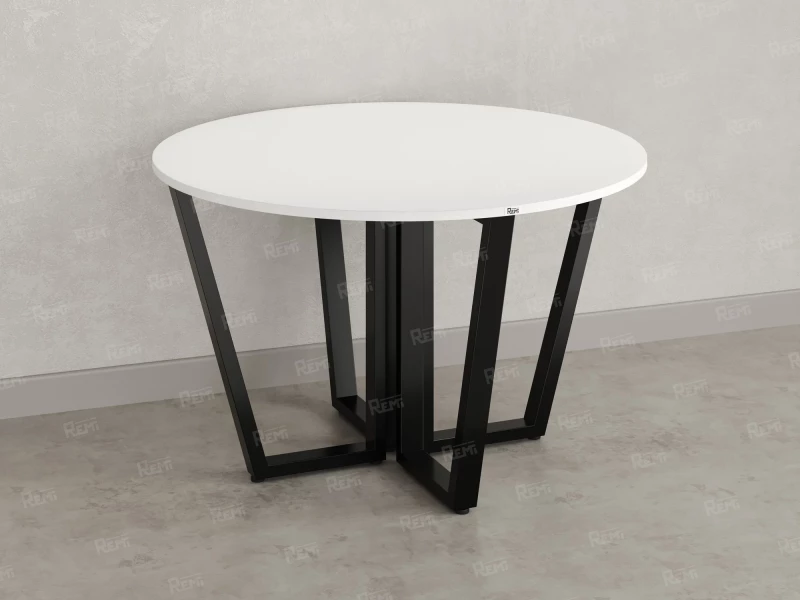 Круглый стол на U-образных опорах 1200x1200x750 RM188-12x12 Белый/Черный