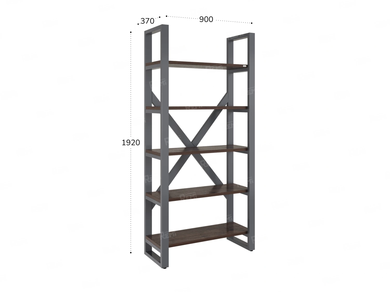 Стеллаж, 5 уровней 900x370x1920 RM131-90x37 Дуб Апрельский шоколад/Серый