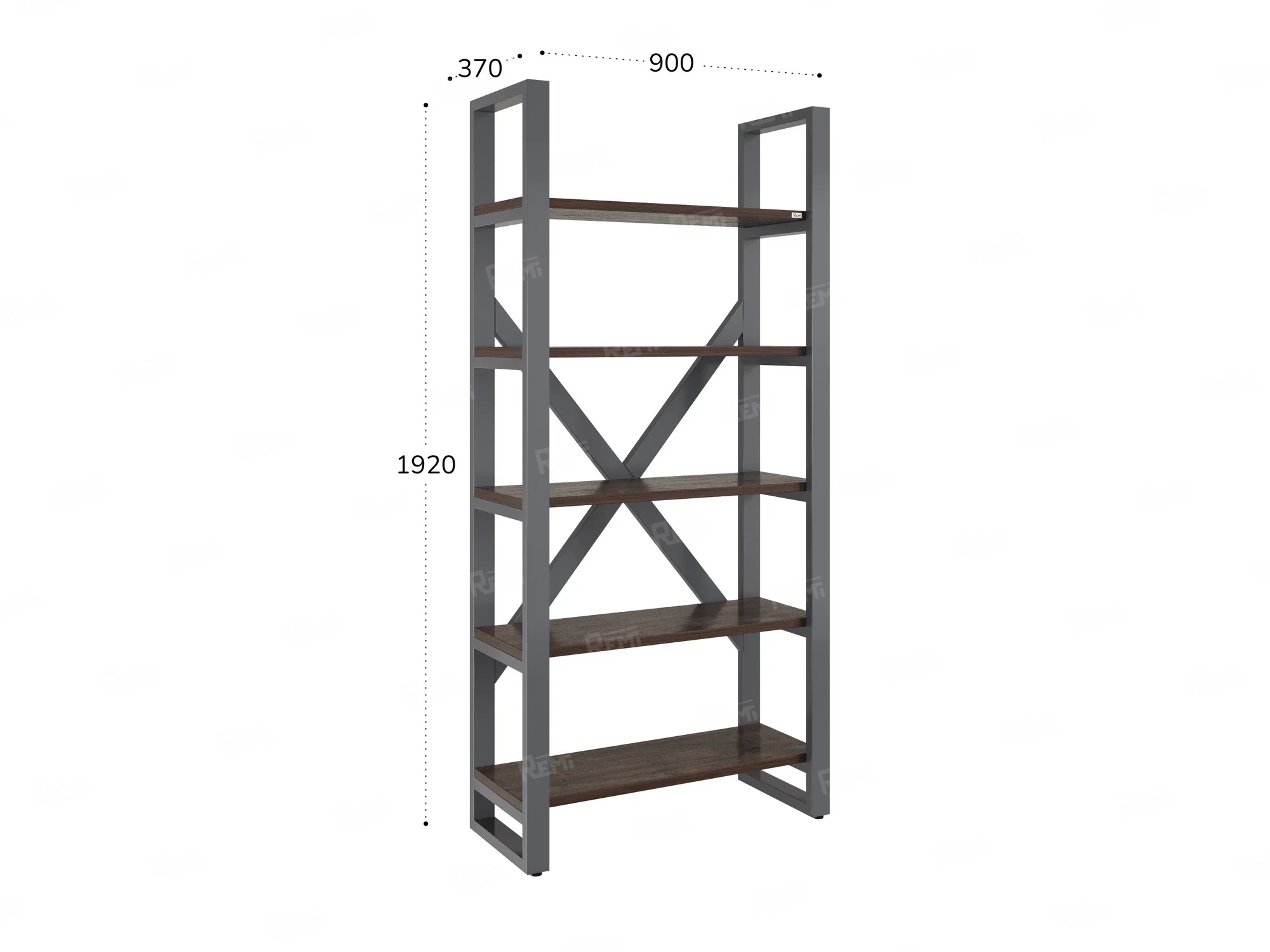Стеллаж, 5 уровней 900x370x1920 RM131-90x37 Дуб Апрельский шоколад/Серый