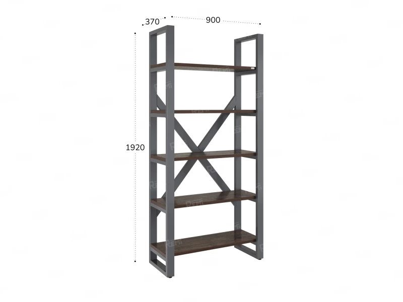 Стеллаж, 5 уровней 900x370x1920 RM131-90x37 Дуб Апрельский шоколад/Серый