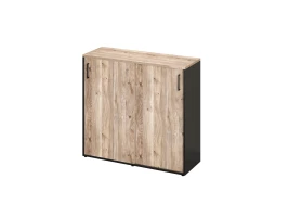 Низкий шкаф-купе, 3 полки, на регулируемых опорах 1200x420x1100 RM129-120x42 Дуб Маувелла/Черный
