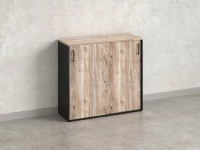 Низкий шкаф-купе, 3 полки, на регулируемых опорах 1200x420x1100 RM129-120x42 Дуб Маувелла/Черный