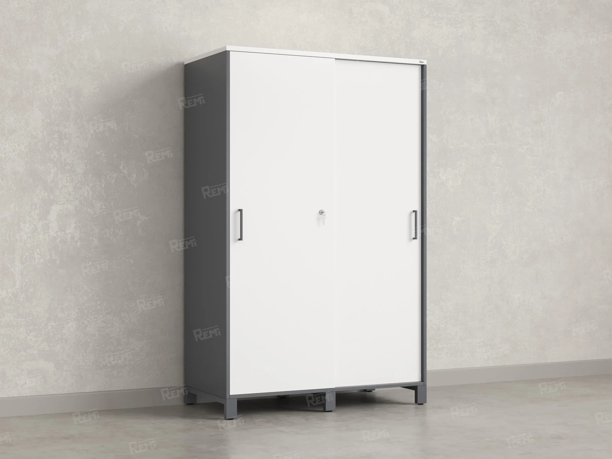 Шкаф-купе, штанга, 1 полка 1200x600x1900 RM163-90x60 Белый/Серый