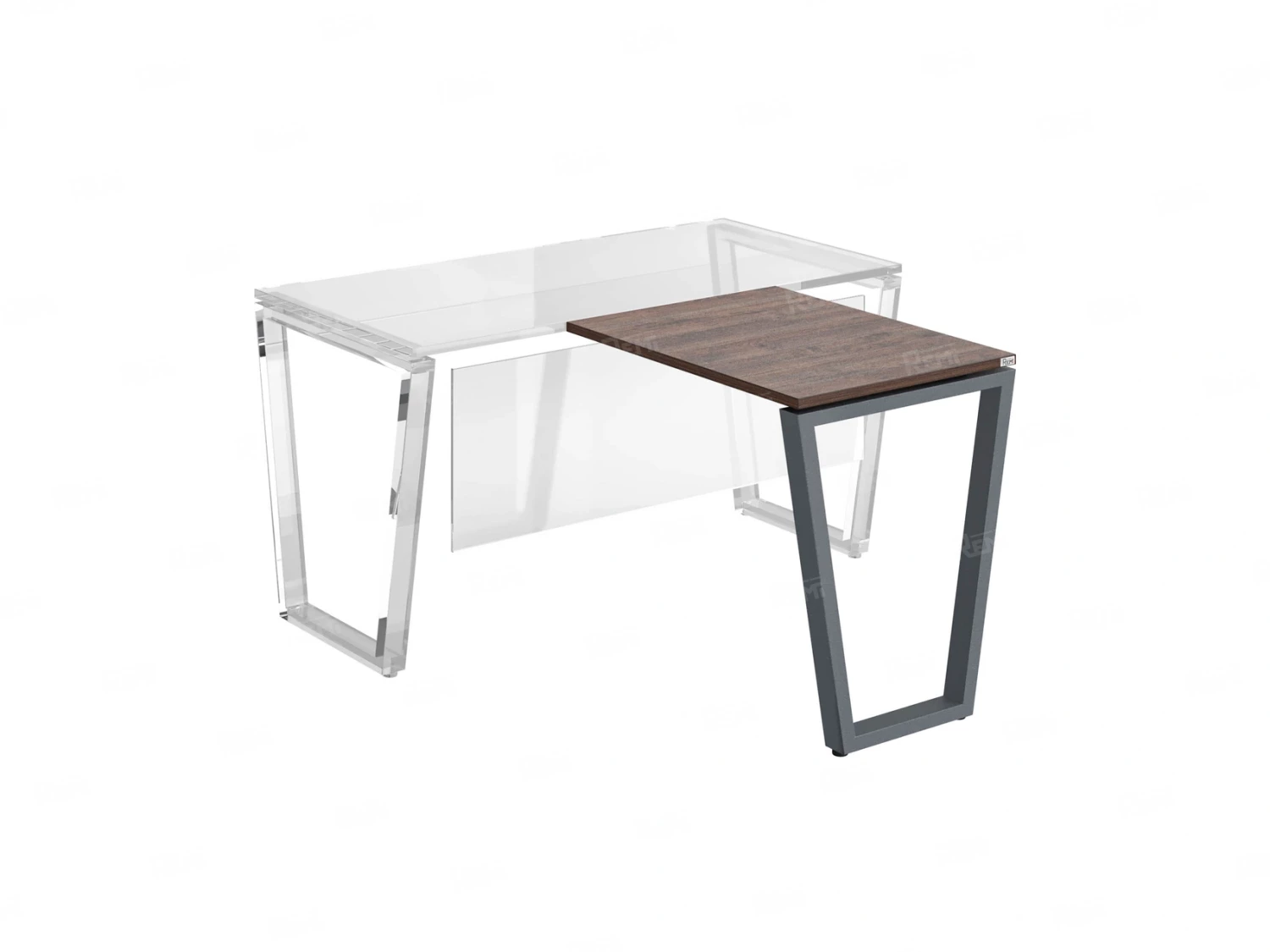 Брифинг прямой, с парящей столешнецей, на U-образном каркасе 1300x800x750 RM074-13x8 Дуб Апрельский шоколад/Серый