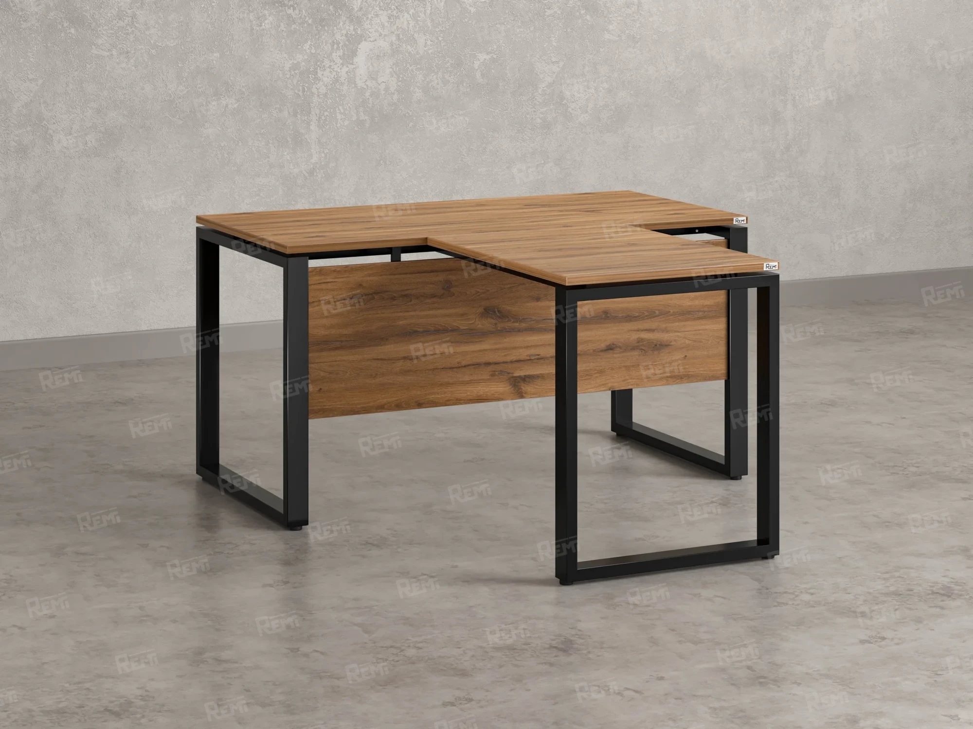 Стол с брифингом с парящей столешницей на О-образных опорах с экраном ЛДСП RM045-16x8 1600x2400x750 Дуб Юстус/Черный