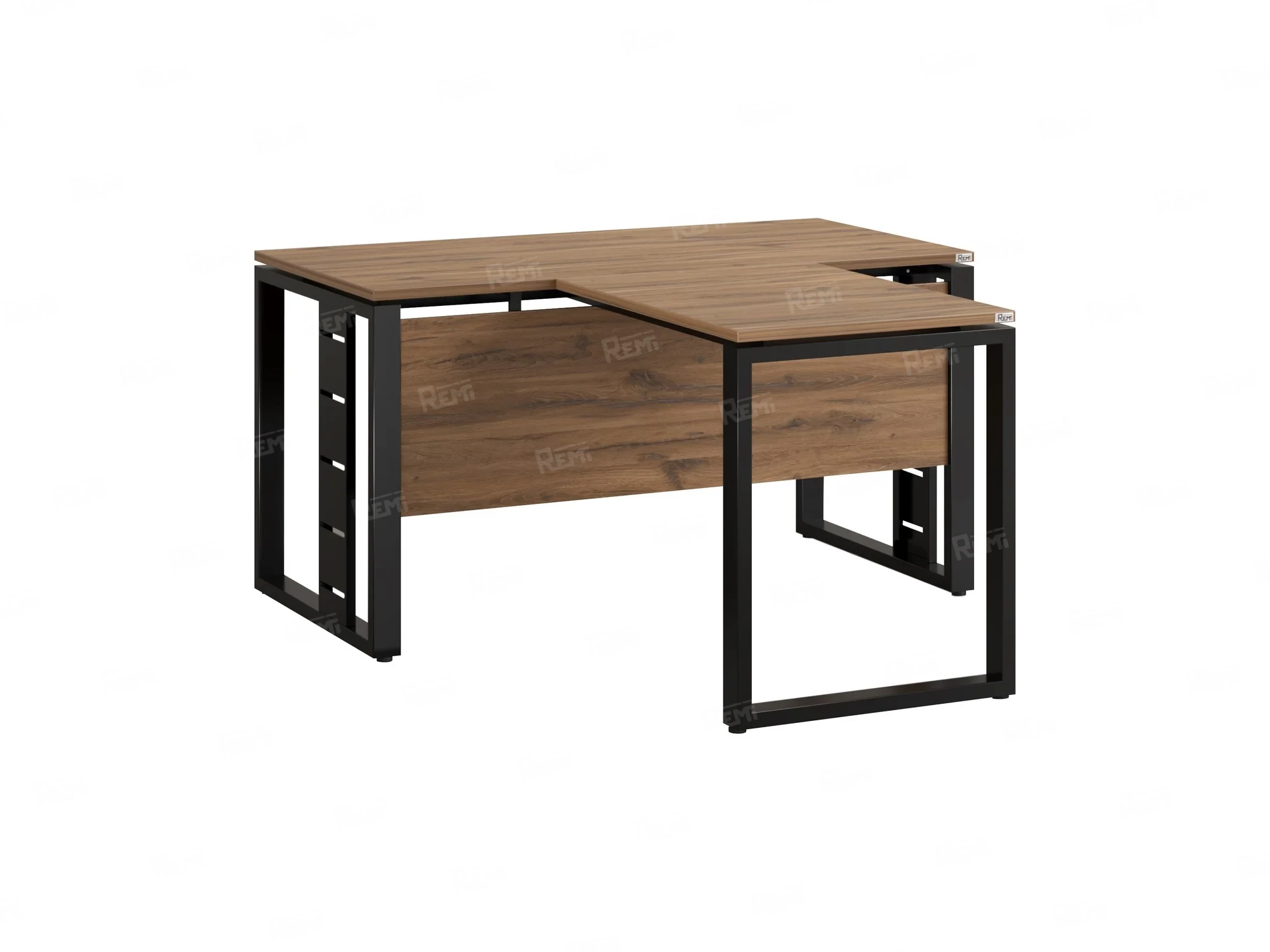 Стол с брифингом с парящей столешницей на О-образных опорах с экраном ЛДСП RM045-16x8 1600x2400x750 Дуб Юстус/Черный