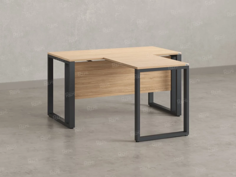 Стол с брифингом на О-образных опорах с экраном ЛДСП RM046-16x7 1600x2300x750 Вяз Швейцарский светлый/Серый