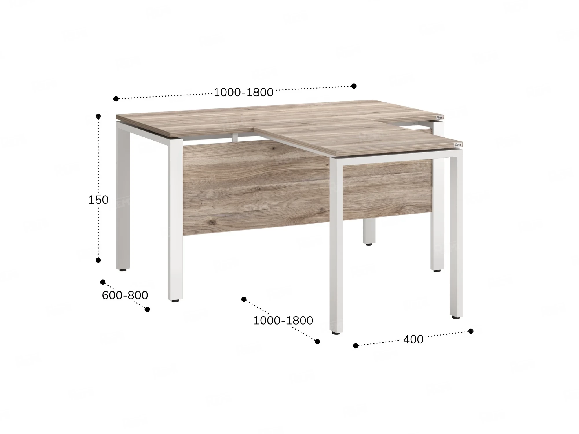Стол с брифингом с парящей столешницей на П-образных опорах с экраном ЛДСП RM043-14x7 1400x2100x750 Дуб Маувелла/Белый