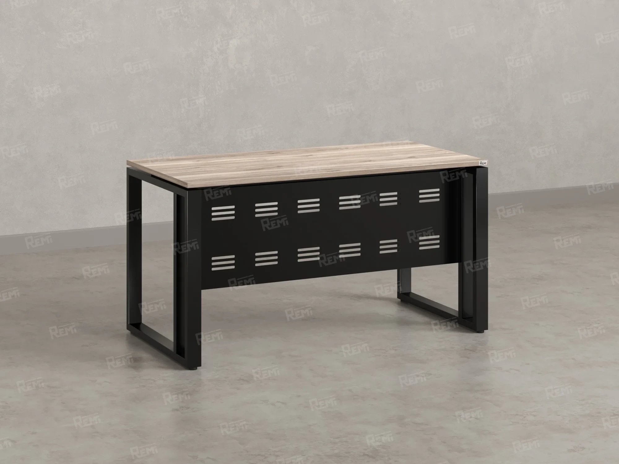 Стол прямой на О-образных опорах с металлическим экраном 2000x900x750 RM042-20x9 Дуб Маувелла/Черный