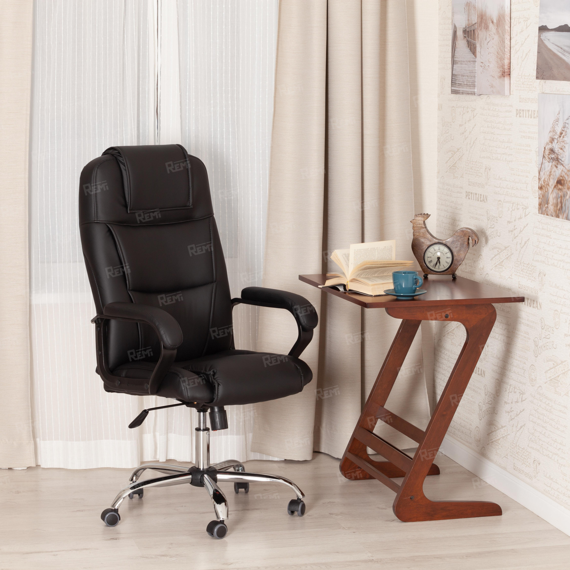 Кресло BERGAMO хром Черный/Черный, Экокожа (арт. 19370)