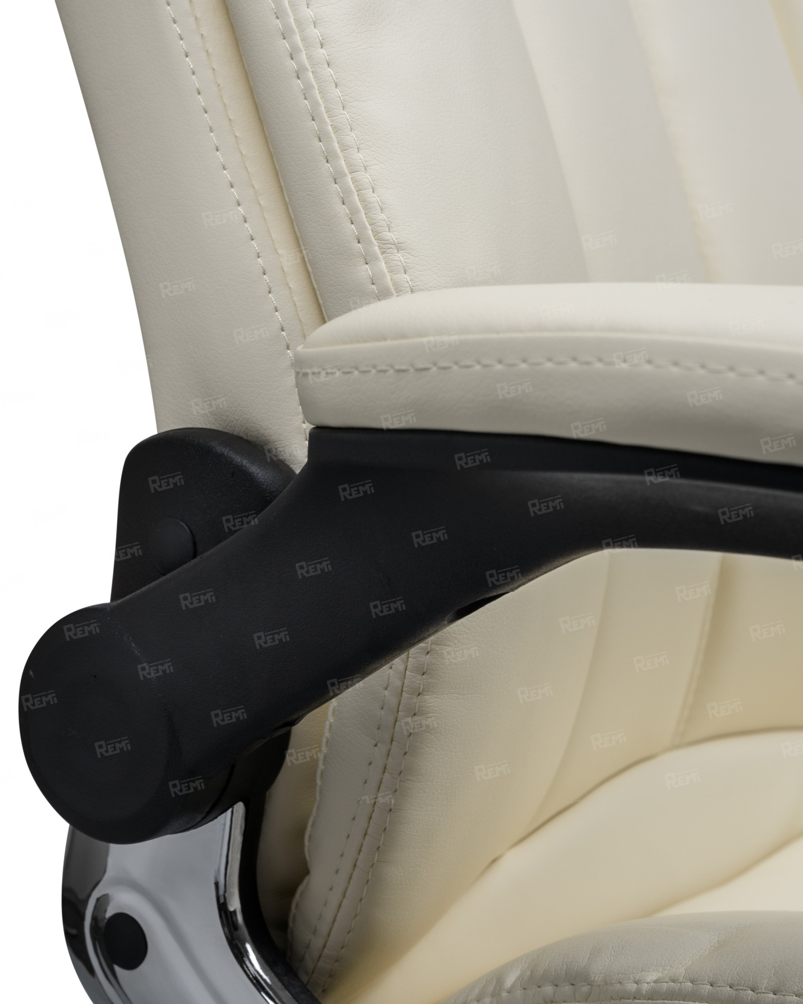 RONALD, Кресло для руководителя, цвет сиденья кремовый, цвет основания хромированная сталь, черный (арт. LMR-107B)