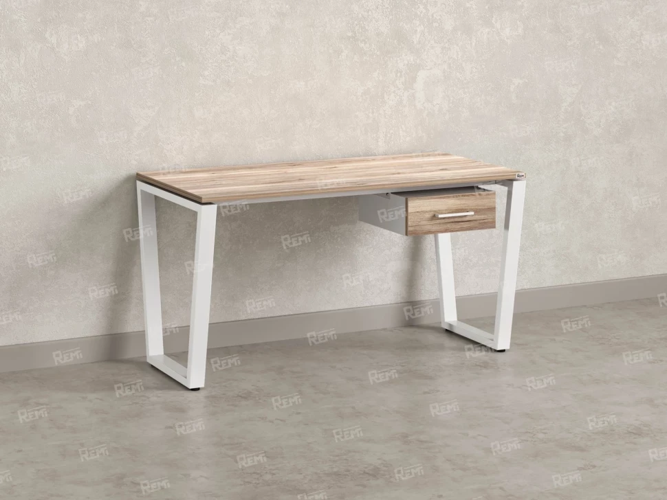 Стол прямой с подвесной тумбой, U-опора 1800x800x750 RM034-18x8 Дуб Маувелла/Белый