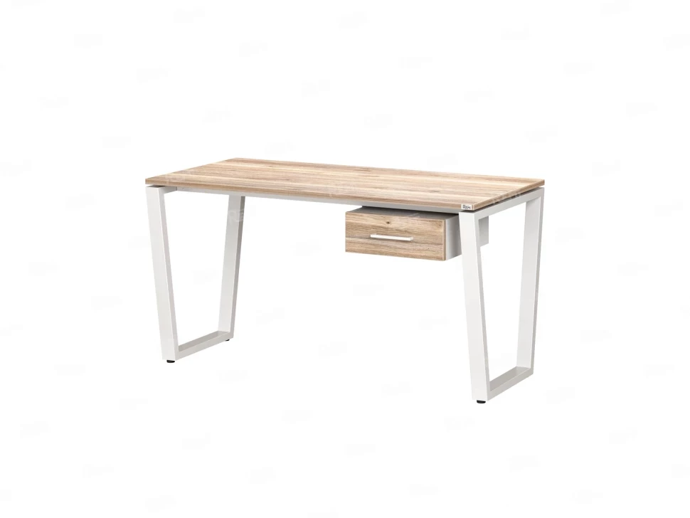 Стол прямой с подвесной тумбой, U-опора 1800x800x750 RM034-18x8 Дуб Маувелла/Белый