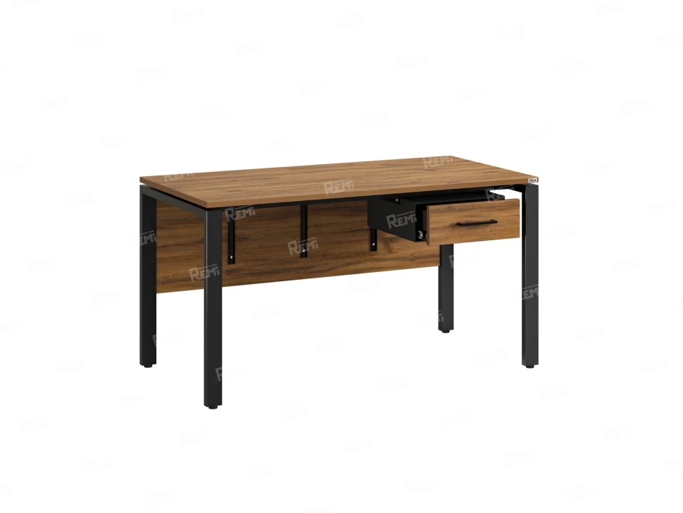 Стол прямой, подвесная тумба, ЛДСП экран, П-опора 1800x600x750 RM030-18x6 Дуб Юстус/Черный