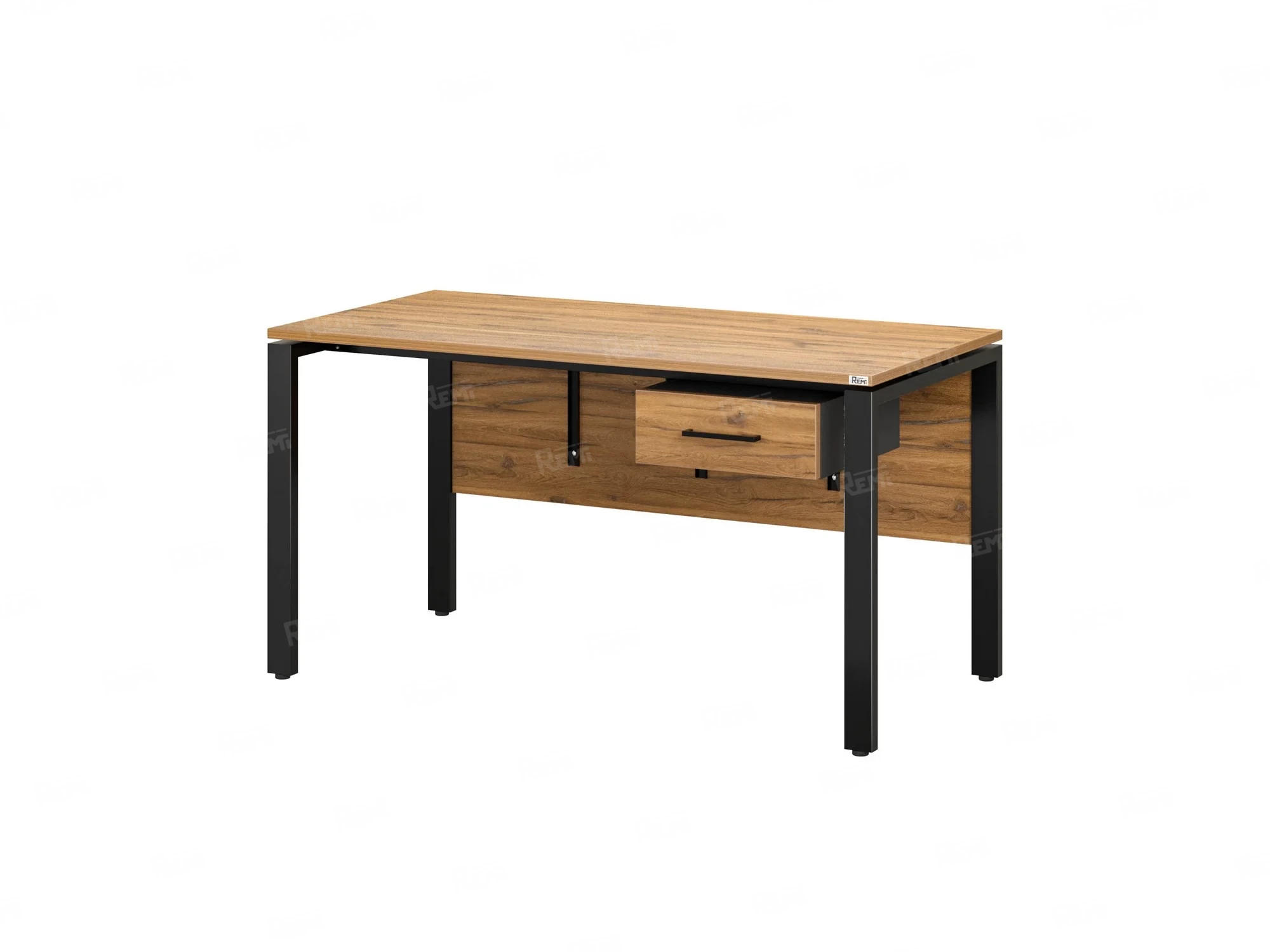 Стол прямой, подвесная тумба, ЛДСП экран, П-опора 1800x600x750 RM030-18x6 Дуб Юстус/Черный