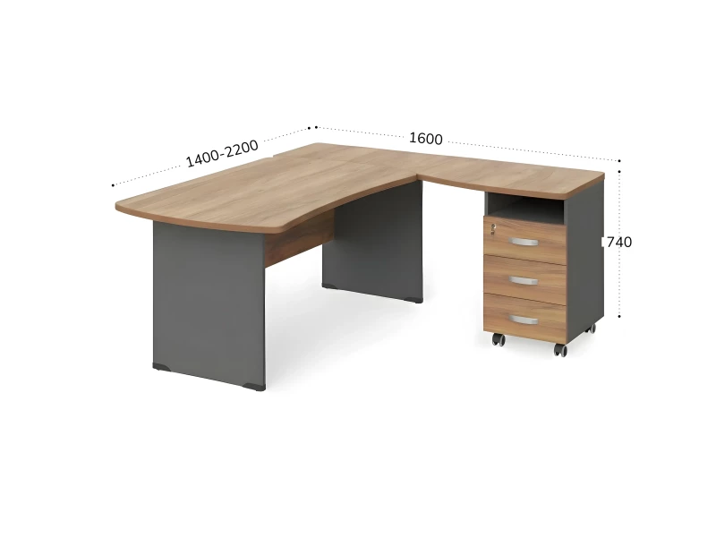 BRL RB005-220х160R Угловое рабочее место правое 2200х1600х740 Акация/Серый вулкан-кий