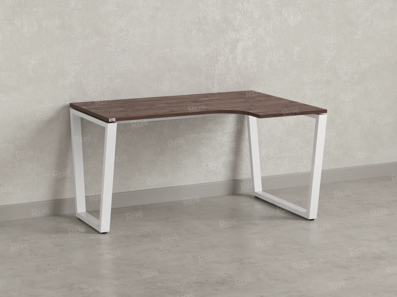 Стол угловой, U-опора, правый 1400x800/1000x750, RM050-14x8-10 Дуб Апрельский шоколад/Белый