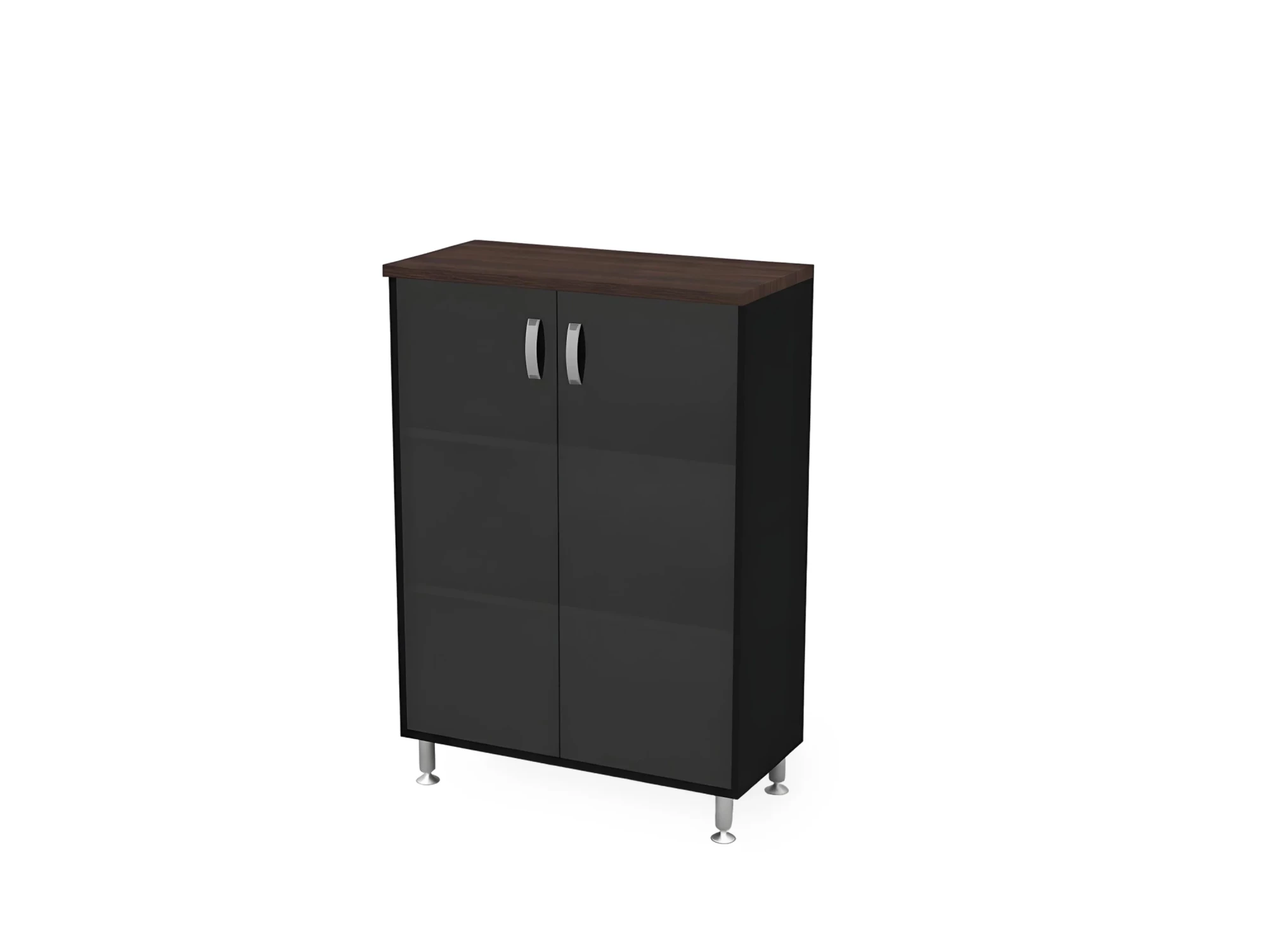 BRL RB053-90х43 Стеллаж закрытый витрина стекло 900х430х1290 Венге/Черный