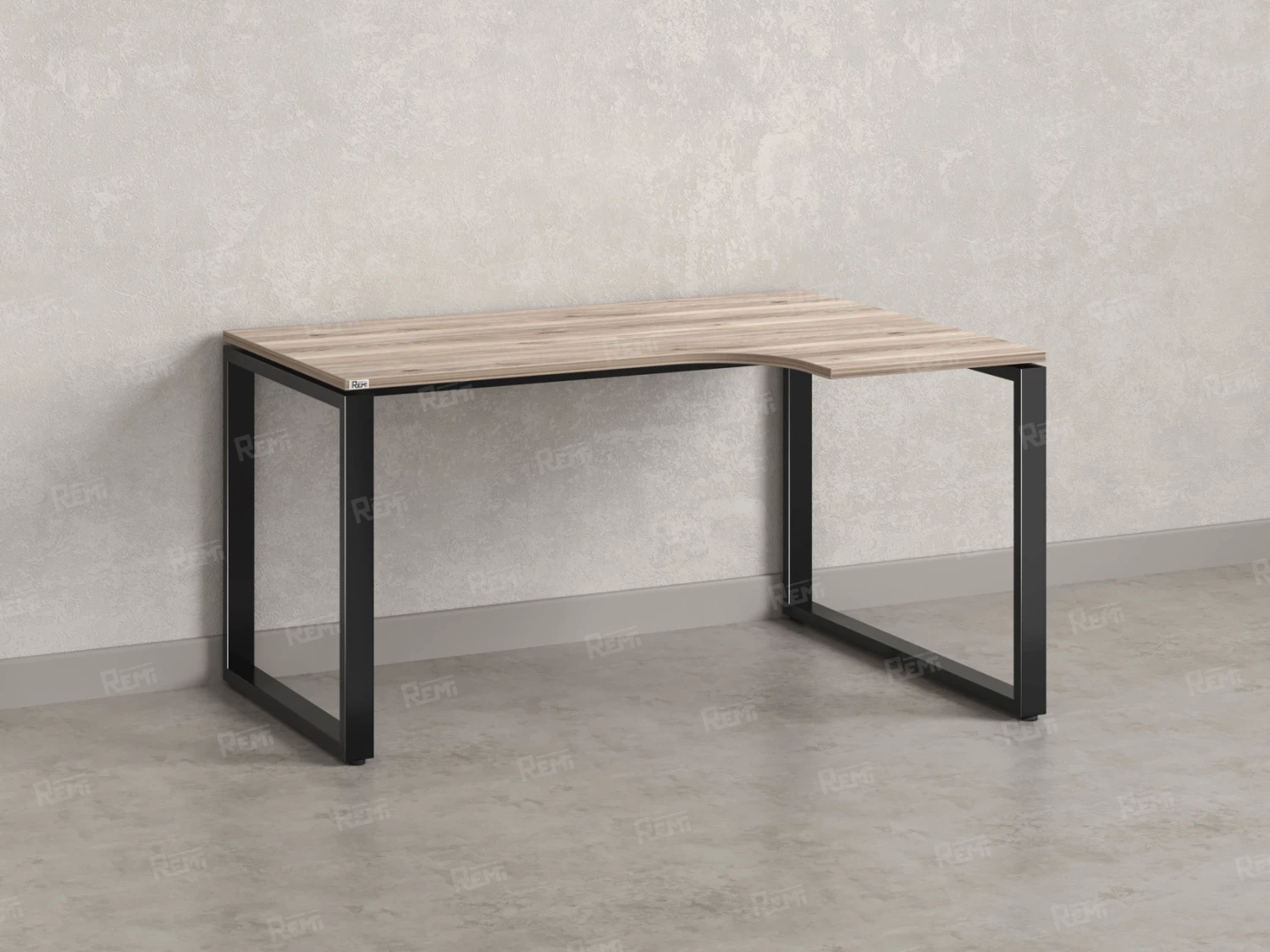 Стол угловой, О-опора, правый 1800x900/1200x750, RM054-18x9-12 Дуб Маувелла/Черный