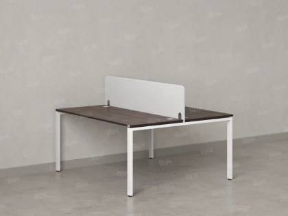 Бенч-система, 2 рабочих места, с одним тканевым экраном 1600x1400x750 RM165-1-16x14 Дуб Апрельский шоколад/Белый