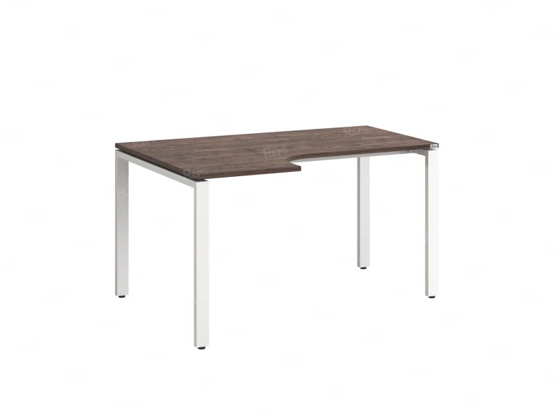 Стол угловой, П-опора, левый 1600x800/1000x750, RM053-16x8-10 Дуб Апрельский шоколад/Белый