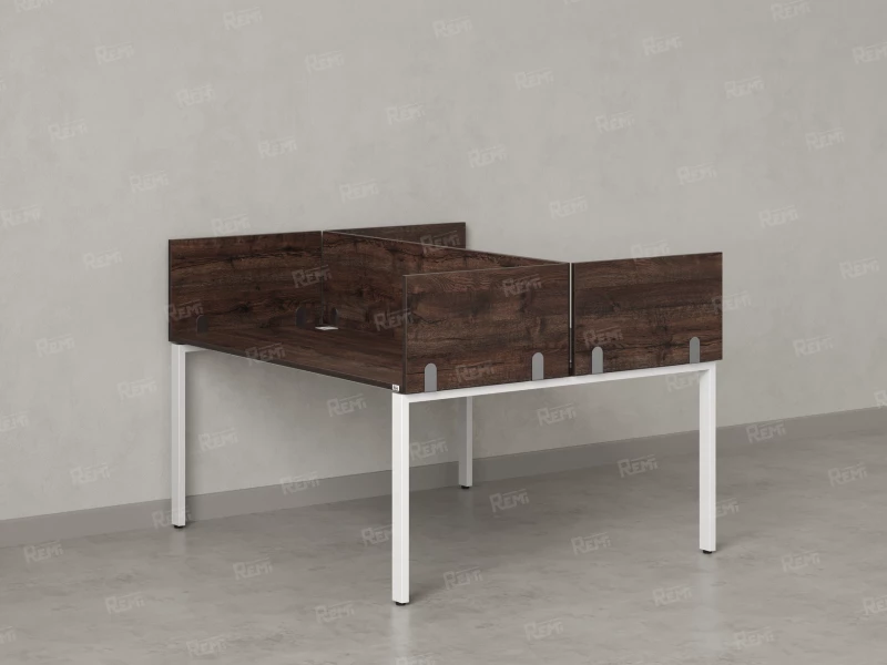 Бенч-система, 2 рабочих места, 5 ЛДСП экранов 1000x1200x750 RM165-4-10x12 Дуб Апрельский шоколад/Белый