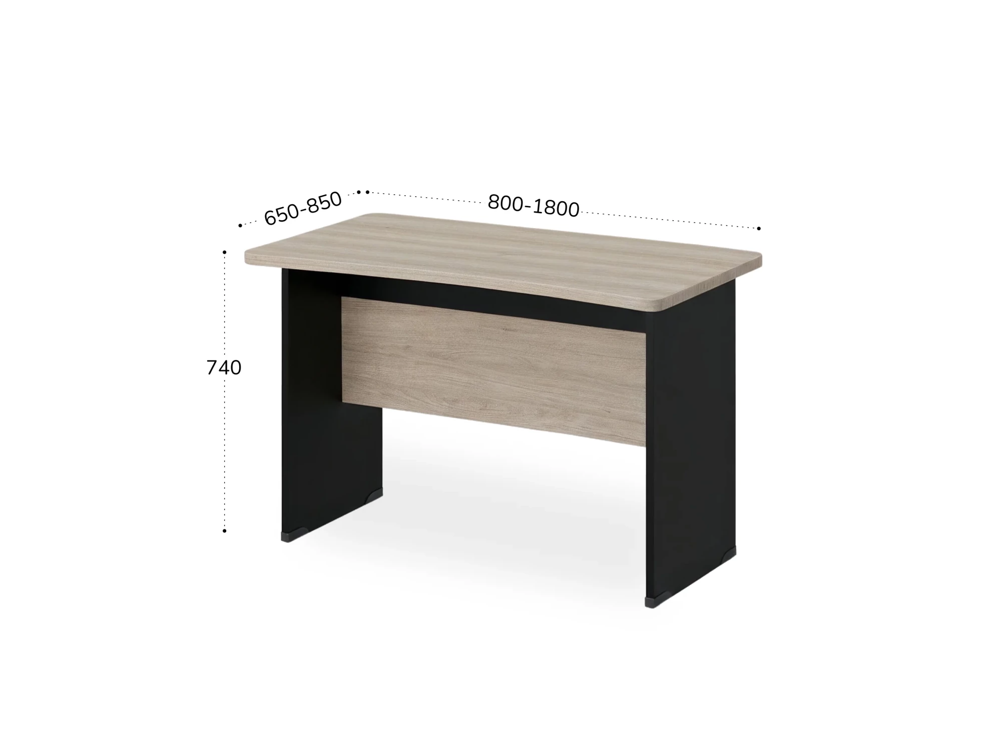 BRL RB002-180х85 Стол прямой с вогнутой столешницей 850 мм 1800х850х740 Шорвуд/Черный