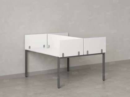 Бенч-система, 2 рабочих места, 5 ЛДСП экранов 1400x1400x750 RM165-4-14x14 Белый/Серый