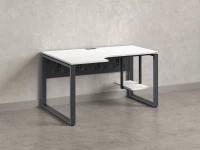 Стол угловой, экран металл, О-опора, левый 1800x700/900x750, RM056-18x7-9 Белый/Серый